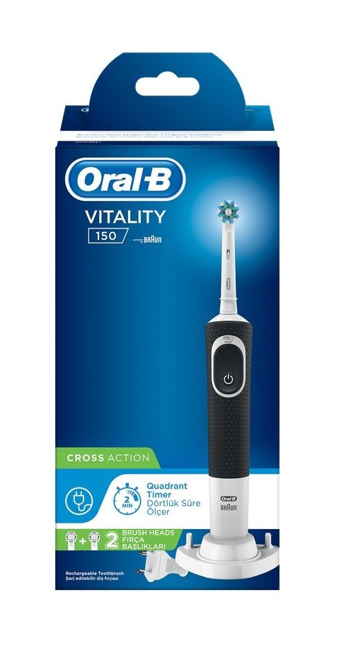 ORAL-B Vitality 100 Ηλεκτρική Οδοντόβουρτσα Μαύρη & Cross Action Ανταλλακτικό